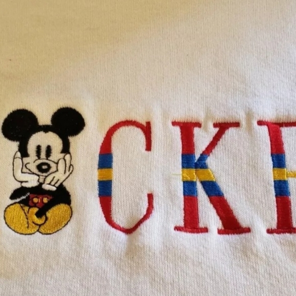 Vintage 90's Mickey & Co Sweatshirt Embroidered Mickey Mouse Sz Large White - Picture 2 of 4